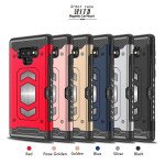 Wholesale Galaxy Note 9 Metallic Plate Case Work with Magnetic Holder and Card Slot (Red)